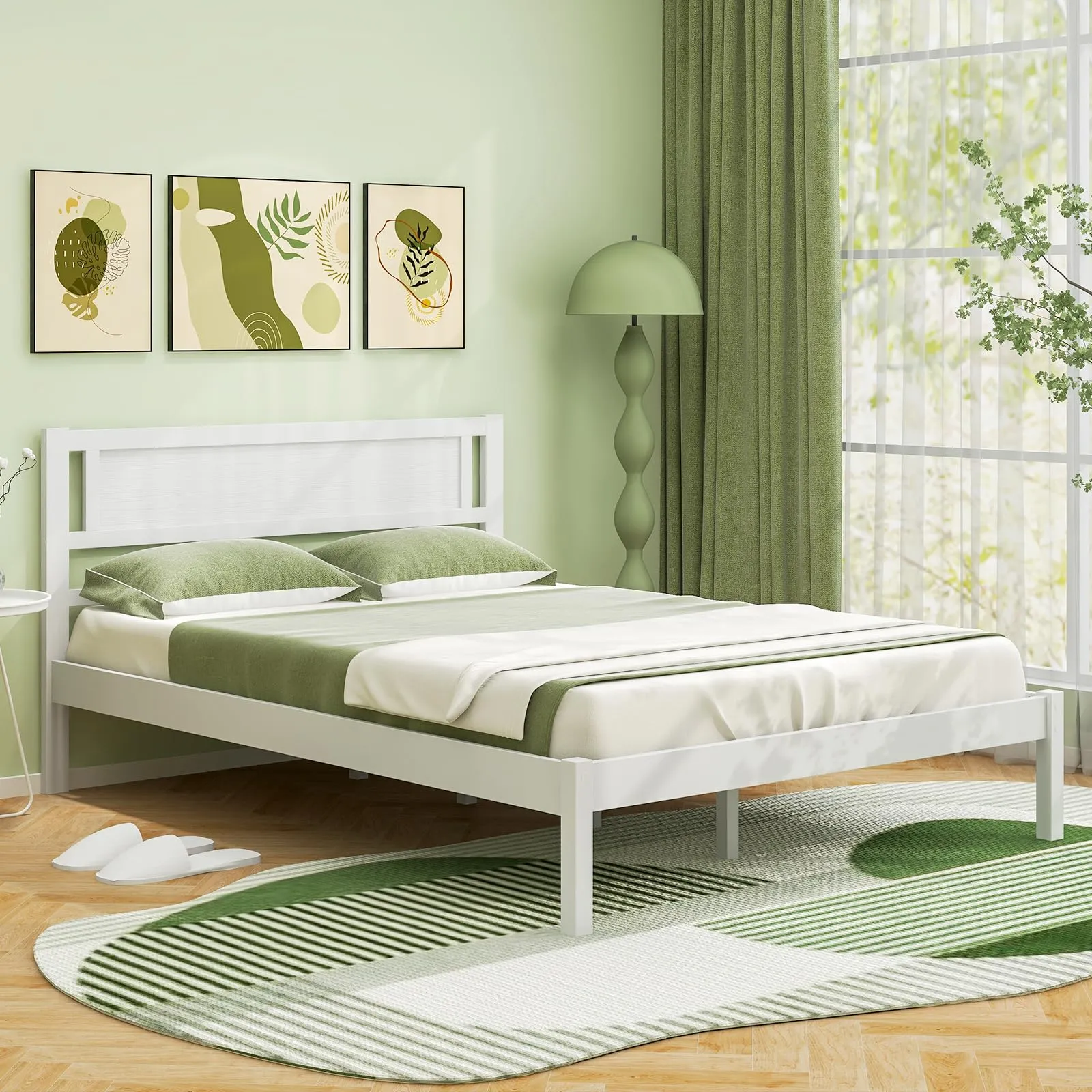 Giantex Wood Full Size Bed Frame with Headboard