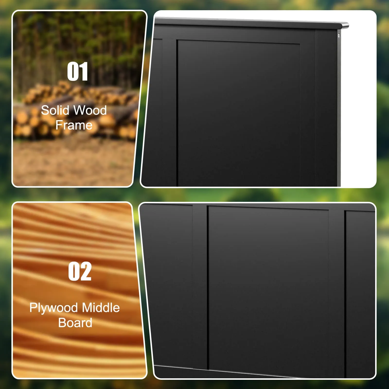 Giantex Wood Headboard, Flat Panel Headboard with Pre-drilled Holes for Height Adjustment