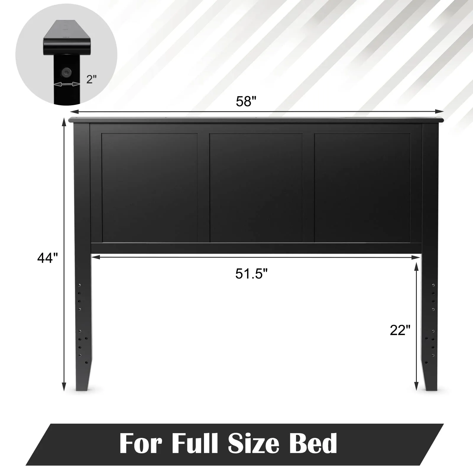 Giantex Wood Headboard, Flat Panel Headboard with Pre-drilled Holes for Height Adjustment