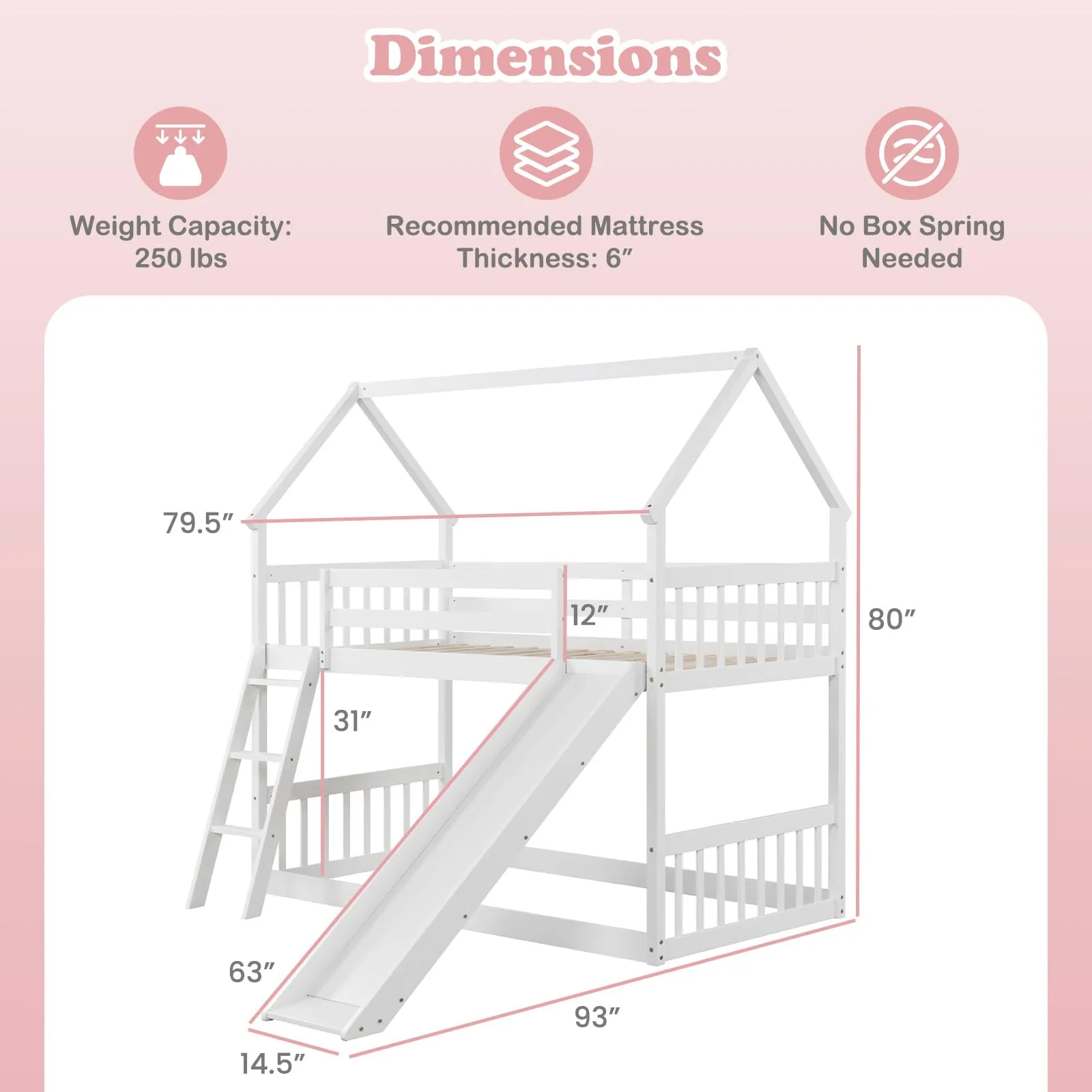 Giantex Wood Kids Bunk Bed with Slide & Ladder