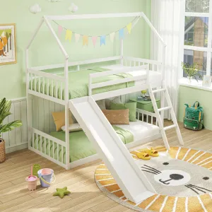 Giantex Wood Kids Bunk Bed with Slide & Ladder bed frame, queen bed