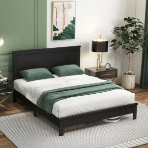 Giantex Wood Platform Bed Frame with Headboard, Mid Century Bed Frame with Solid Wood Legs & Wooden Slat Support bed frame, queen bed