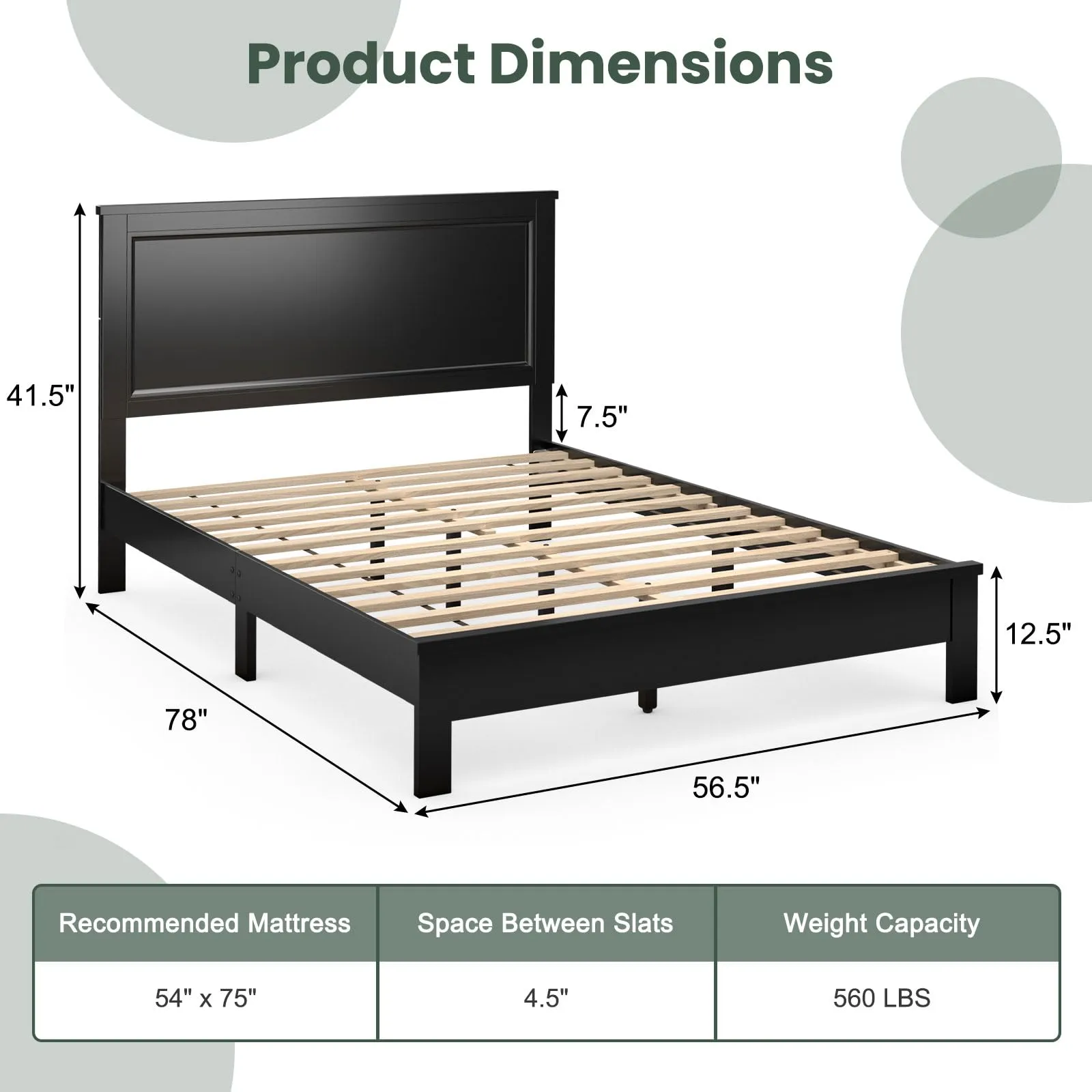 Giantex Wood Platform Bed Frame with Headboard, Mid Century Bed Frame with Solid Wood Legs & Wooden Slat Support