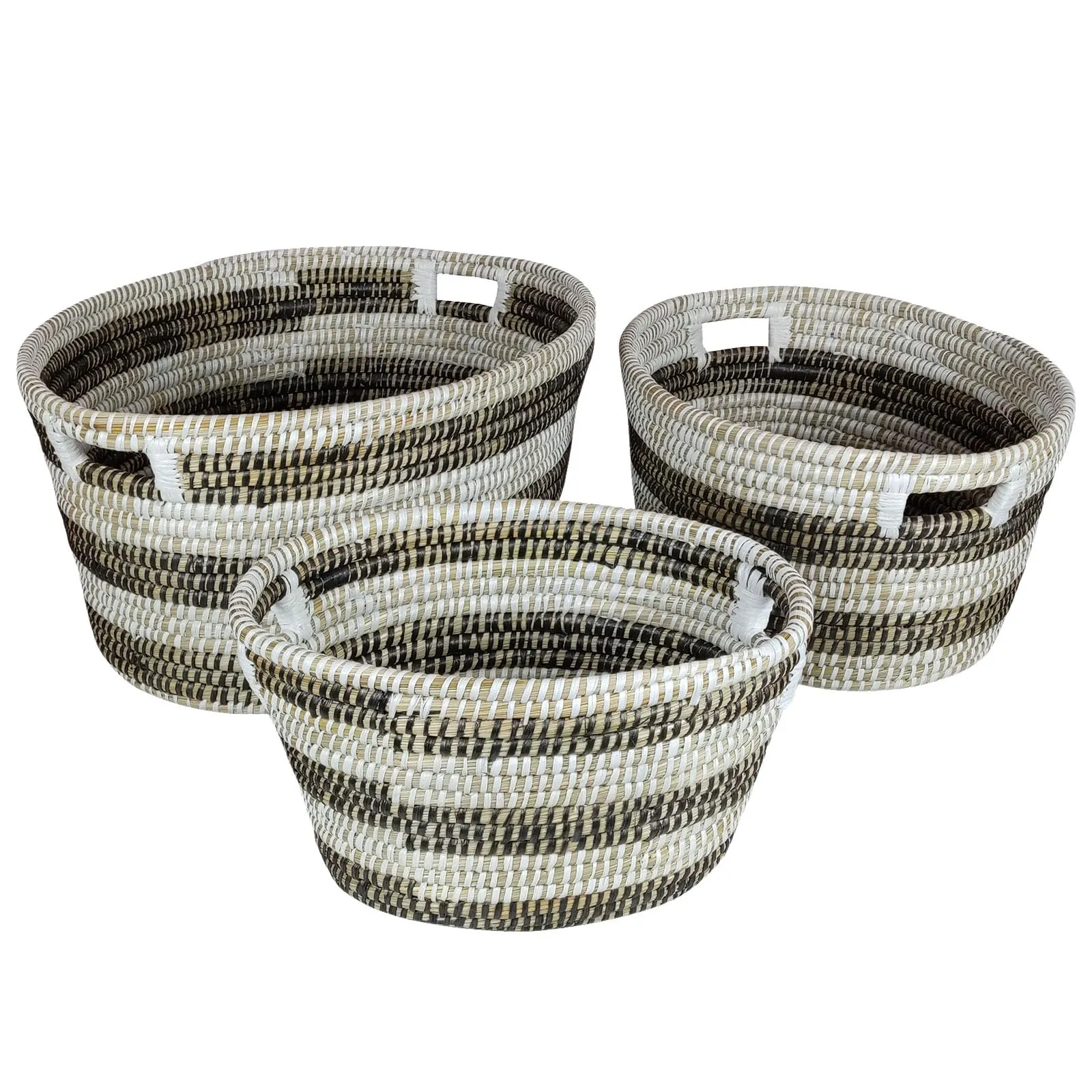 Giantex Woven Laundry Basket 24"/20"/16"- Set of 3 Stackable Storage Baskets with Handles bathroom organizer, toilet brush holder