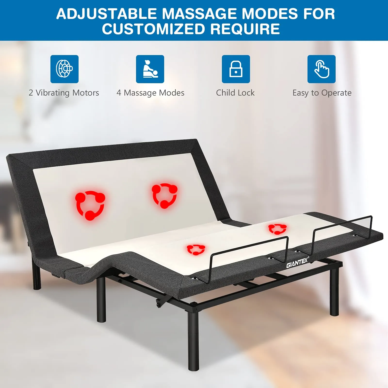 Giantex Zero Gravity Electric Adjustable Bed w/ Head and Foot Incline, Vibration Massage
