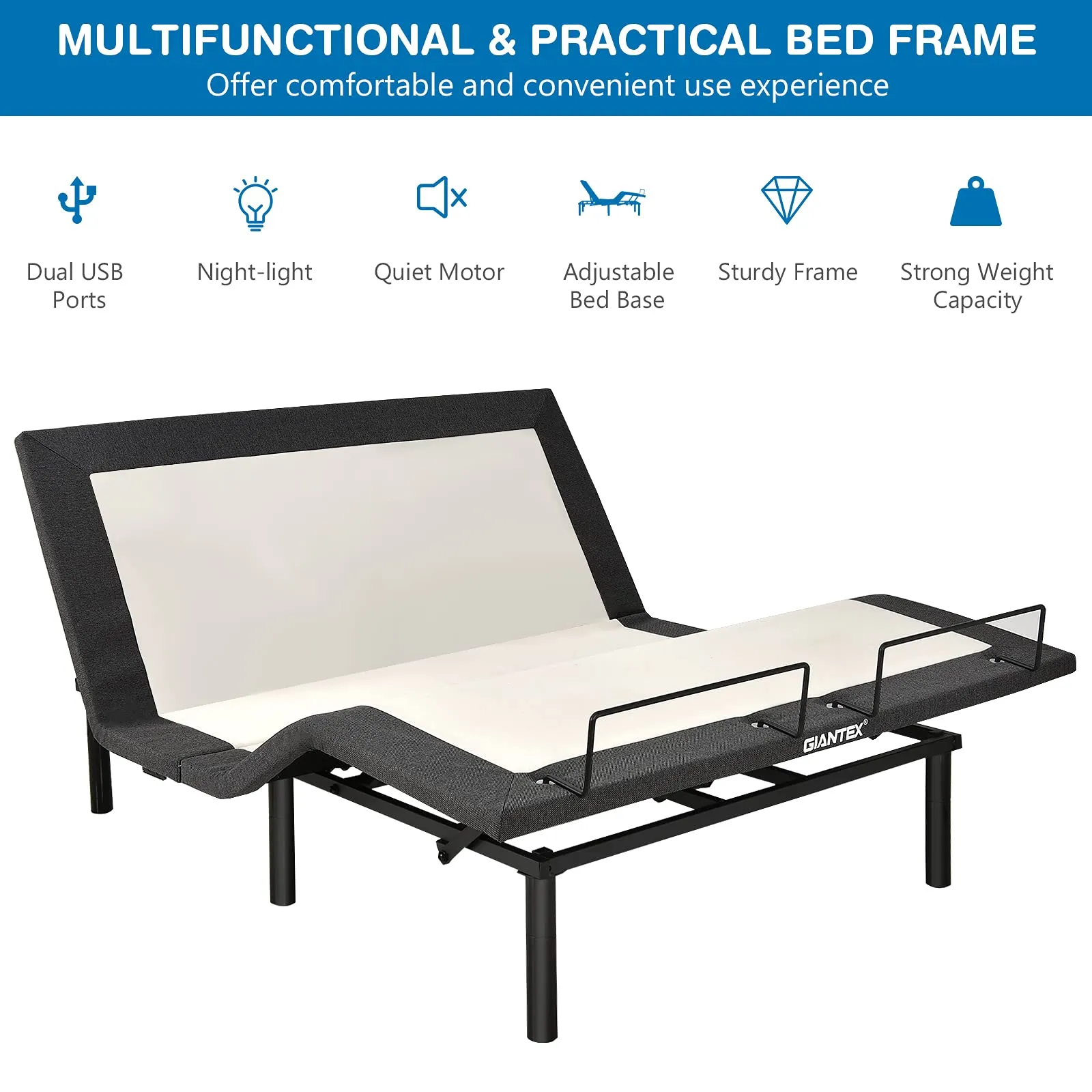 Giantex Zero Gravity Electric Adjustable Bed w/ Head and Foot Incline, Vibration Massage