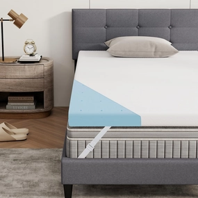 Giantex 3 Inch Twin Memory Foam Mattress Topper, Cooling Gel Infused Topper with Removable Cover nightstand, bedside table