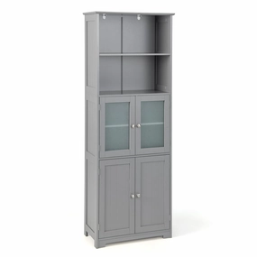 Giantex 64" Tall Bathroom Storage Cabinet, Freestanding Kitchen Pantry Cupboard with 2 Cabinets bathroom storage cabinet, over toilet storage
