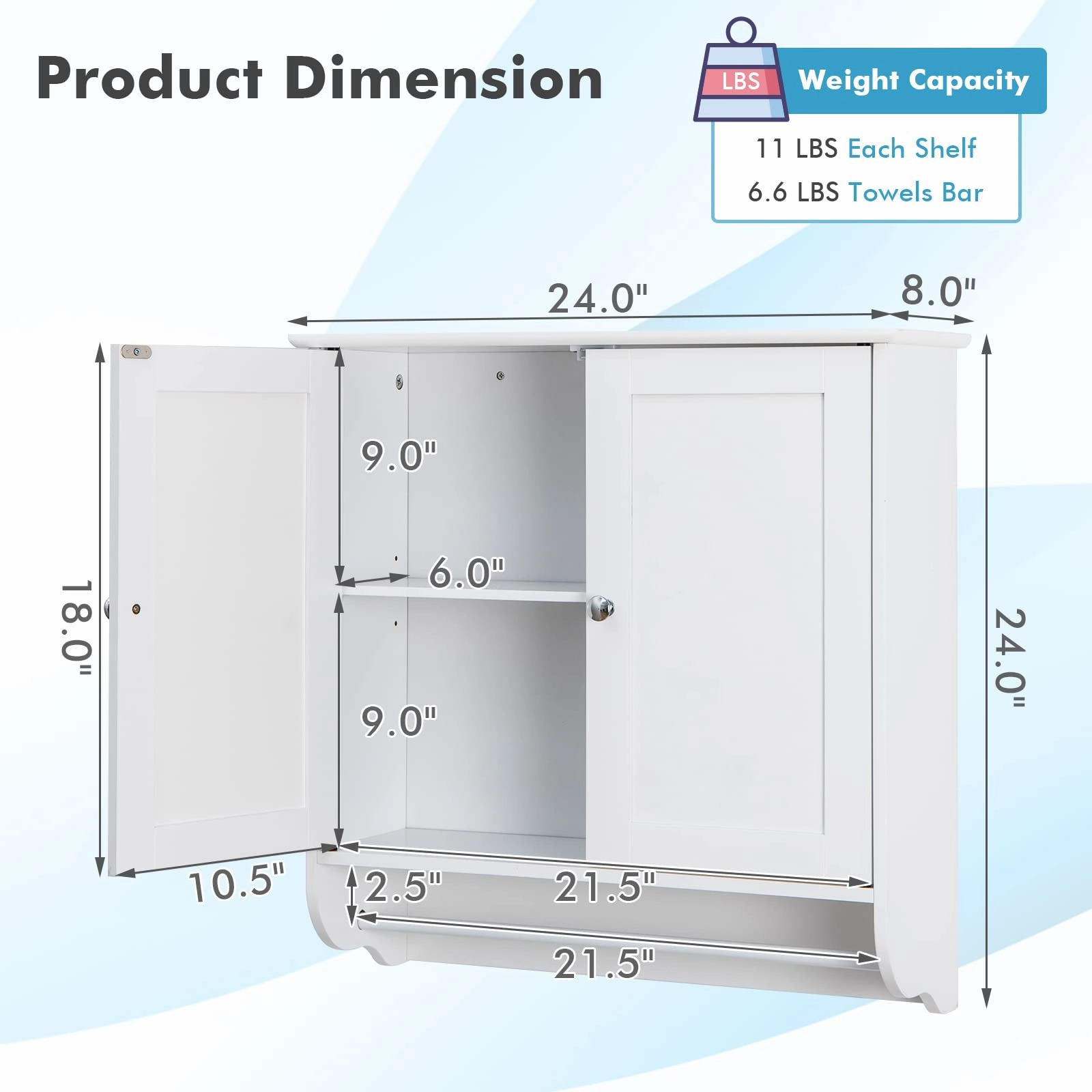 Giantex Bathroom Cabinet Wall Mounted - Over The Toilet Medicine Cabinet with Double Doors