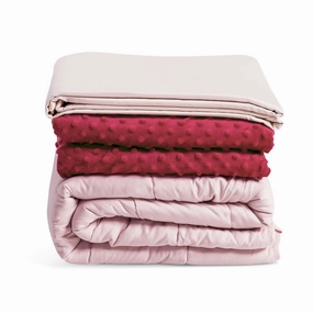 Giantex Weighted Blanket with Duvet Covers, Hot and Cold Duvet Cover Set, 60" x 80" fleece blanket, knit throw