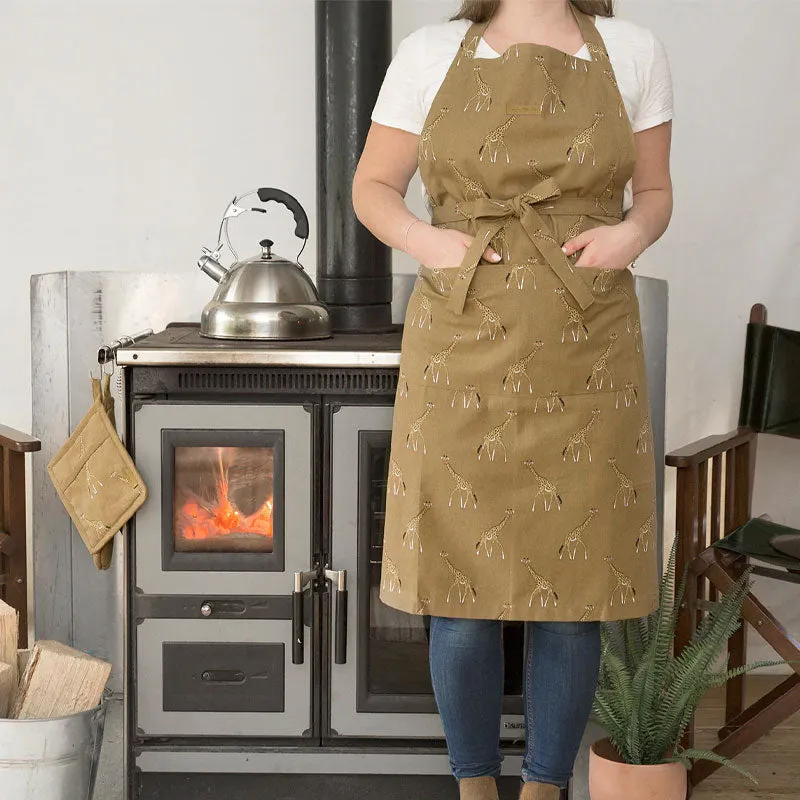 Giraffe Adult Apron, 72 x 90cm, Mustard round coffee table, wooden coffee table