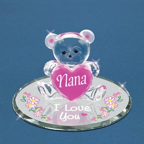 Glass Baron "Love You Nana" Bear and Heart Decorative Mirror,Home Decor Mirror