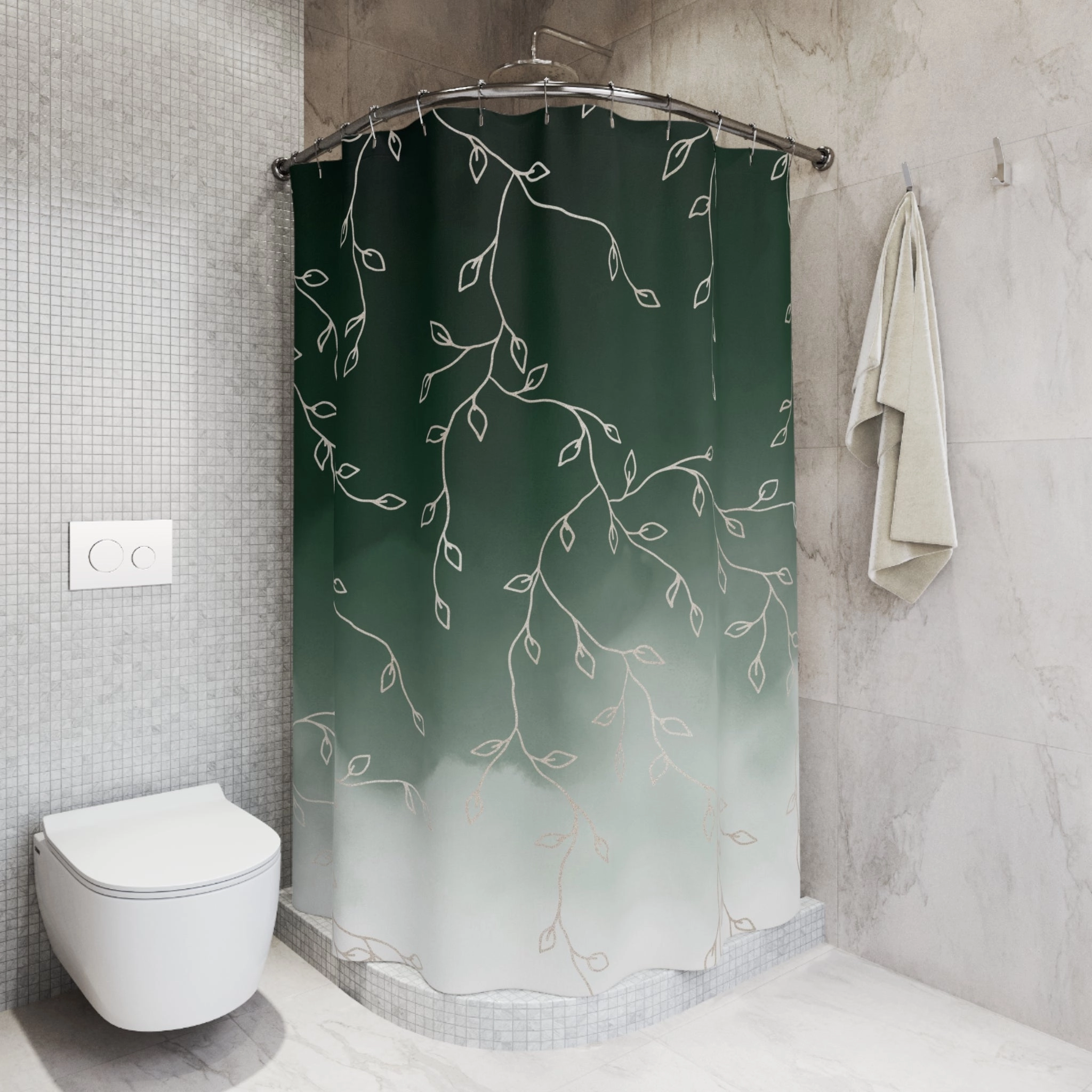 Green Shower Curtain | Ombre, Hygge Leaves