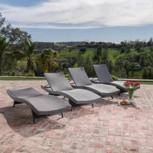Grey Outdoor Wicker Chaise Lounge Adjustable (Set of 4) - NH862792 patio chairs, outdoor seating