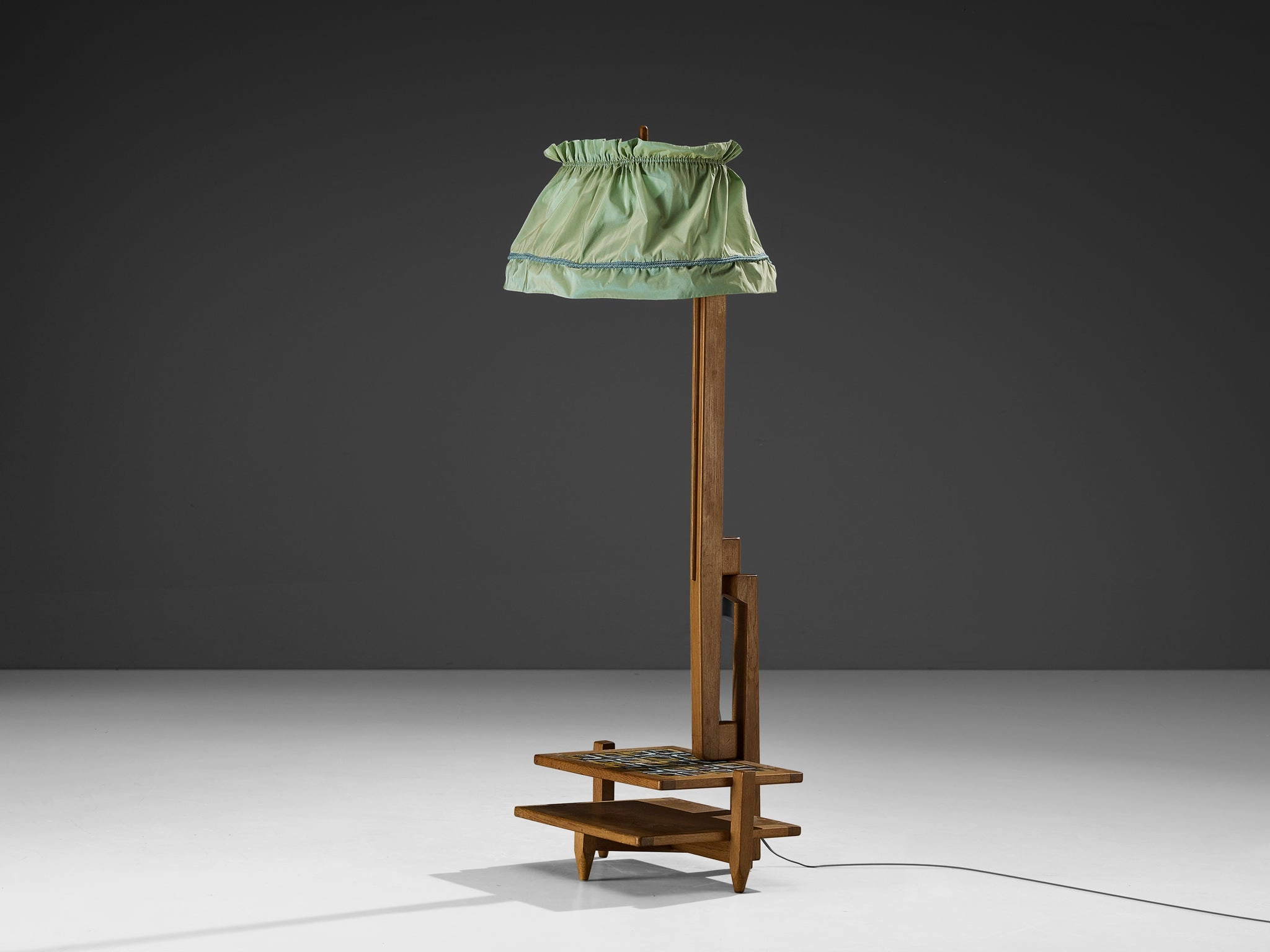Guillerme & Chambron Floor Lamp with Integrated Side Table
