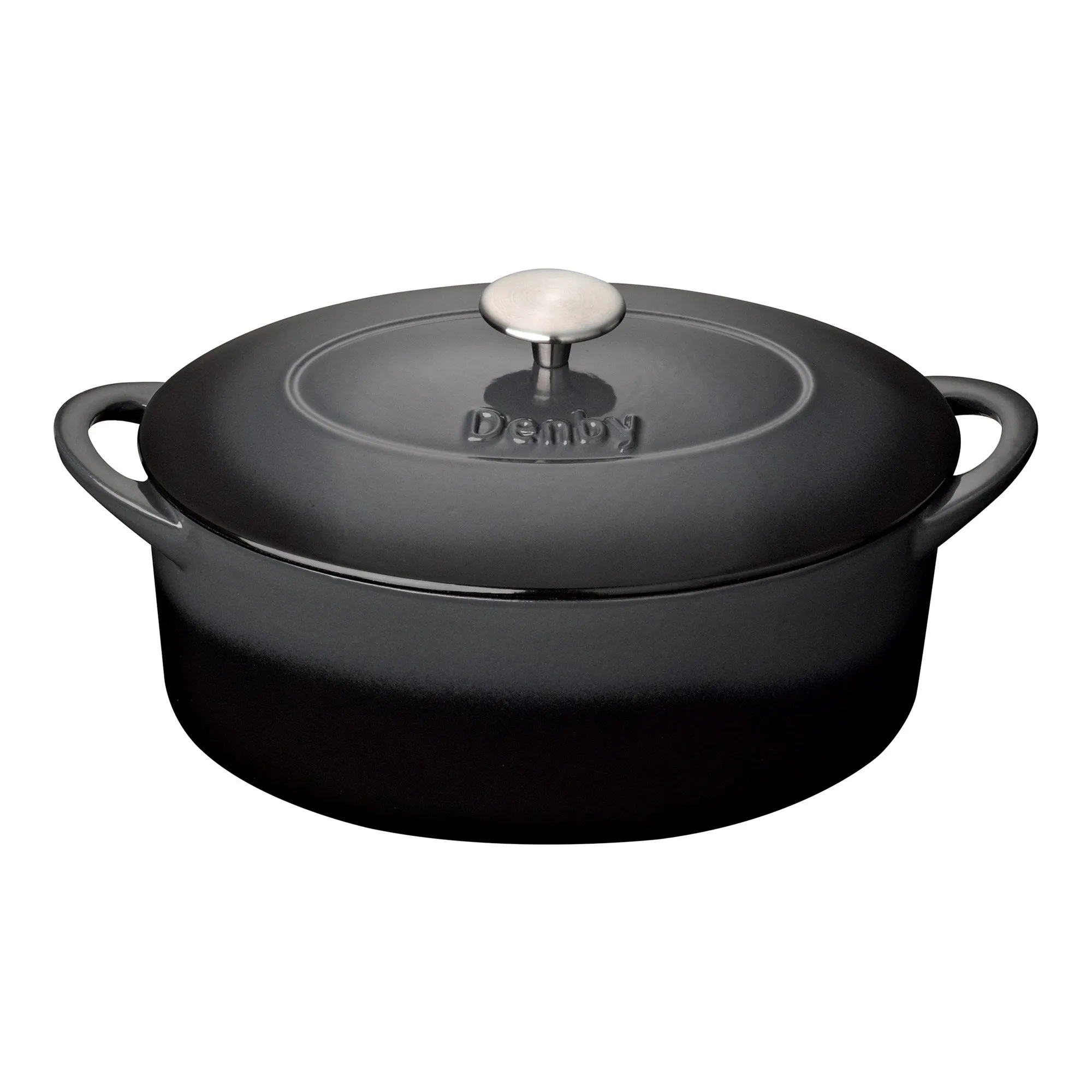 Halo Cast Iron Oval casserole dish, D28cm, black curtain fabric, upholstery textile