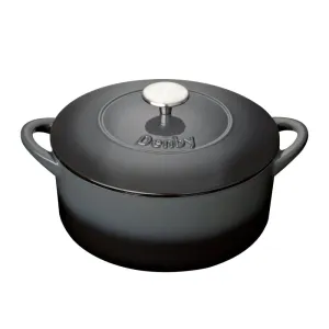 Halo Cast Iron Round casserole dish, D24cm, Blak curtain fabric, upholstery textile