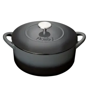 Halo Cast Iron Round casserole dish, D26cm, Black curtain fabric, upholstery textile