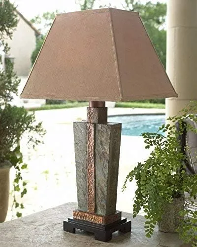 Hammered Copper & Slate Table Lamp