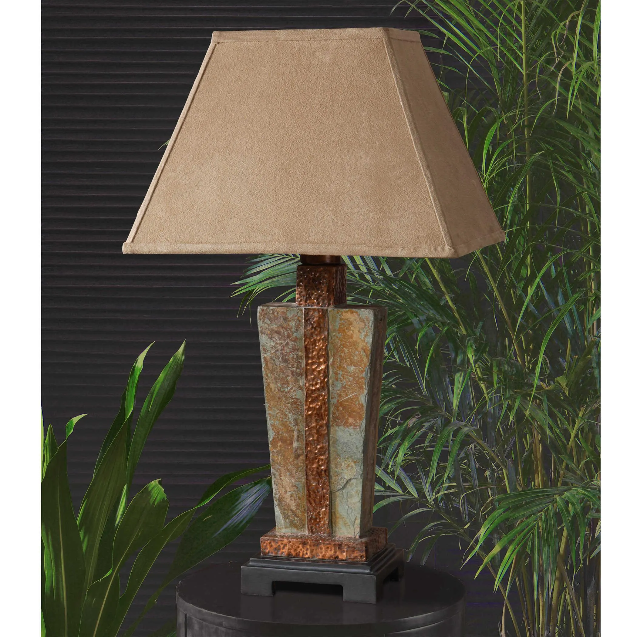 Hammered Copper & Slate Table Lamp ceiling light, pendant lamp