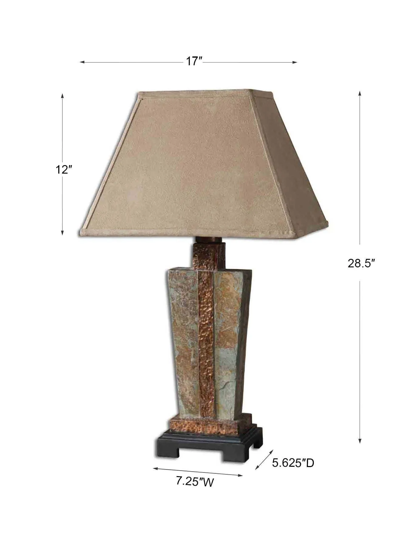 Hammered Copper & Slate Table Lamp