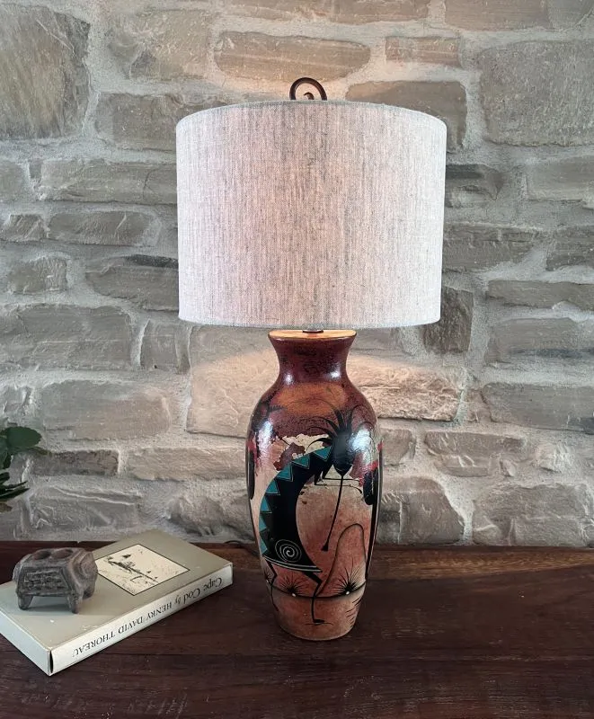 Hand Painted Southwestern Clay Lamp