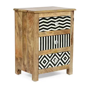 Handcrafted Boho 3 Drawer Mango Wood Nightstand - NH546313 office desk, work desk