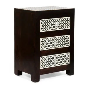 Handcrafted Boho 3 Drawer Mango Wood Nightstand - NH898313 office desk, work desk