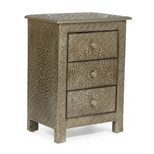 Handcrafted Boho 3 Drawer Nightstand - NH709313 office desk, work desk