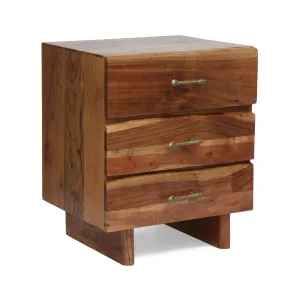 Handcrafted Boho Acacia Wood 3 Drawer Nightstand - NH589313 office desk, work desk