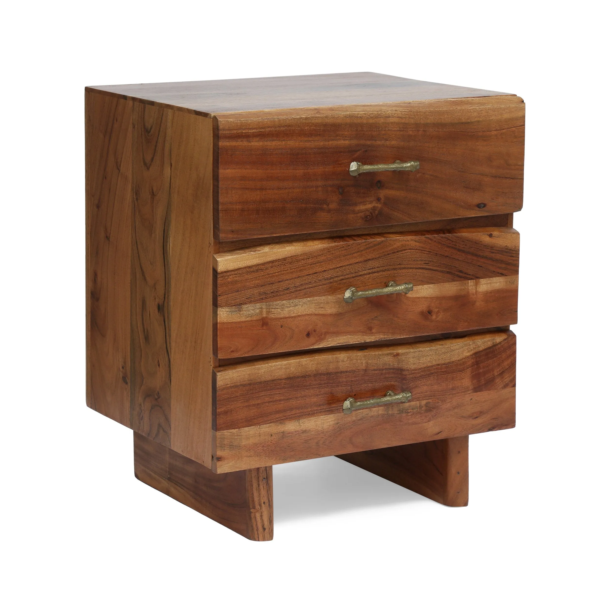 Handcrafted Boho Acacia Wood 3 Drawer Nightstand - NH589313 office desk, work desk