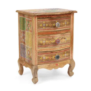 Handcrafted Boho Mango Wood 3 Drawer Nightstand - NH560413 office desk, work desk