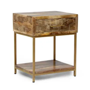 Handcrafted Boho Mango Wood Nightstand - NH307313 office desk, work desk