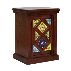 Handcrafted Boho Mango Wood Nightstand - NH598313 office desk, work desk
