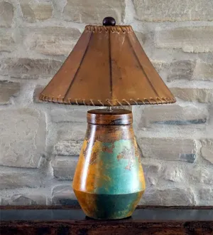 Handmade Pottery Table Lamp w/ Rawhide Shade ceiling light, pendant lamp