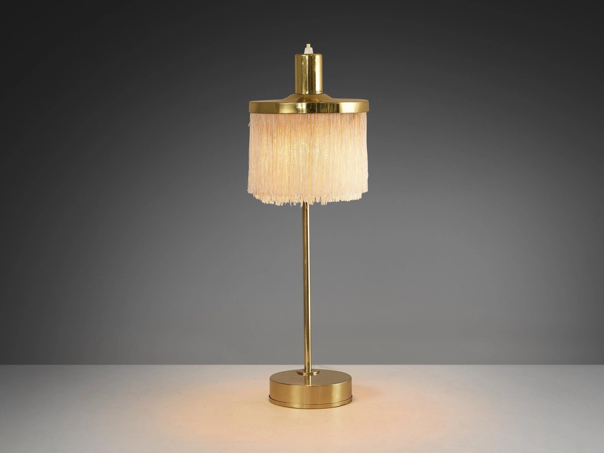 Hans-Agne Jakobsson 'Fringe' Table Lamp in Brass and Silk