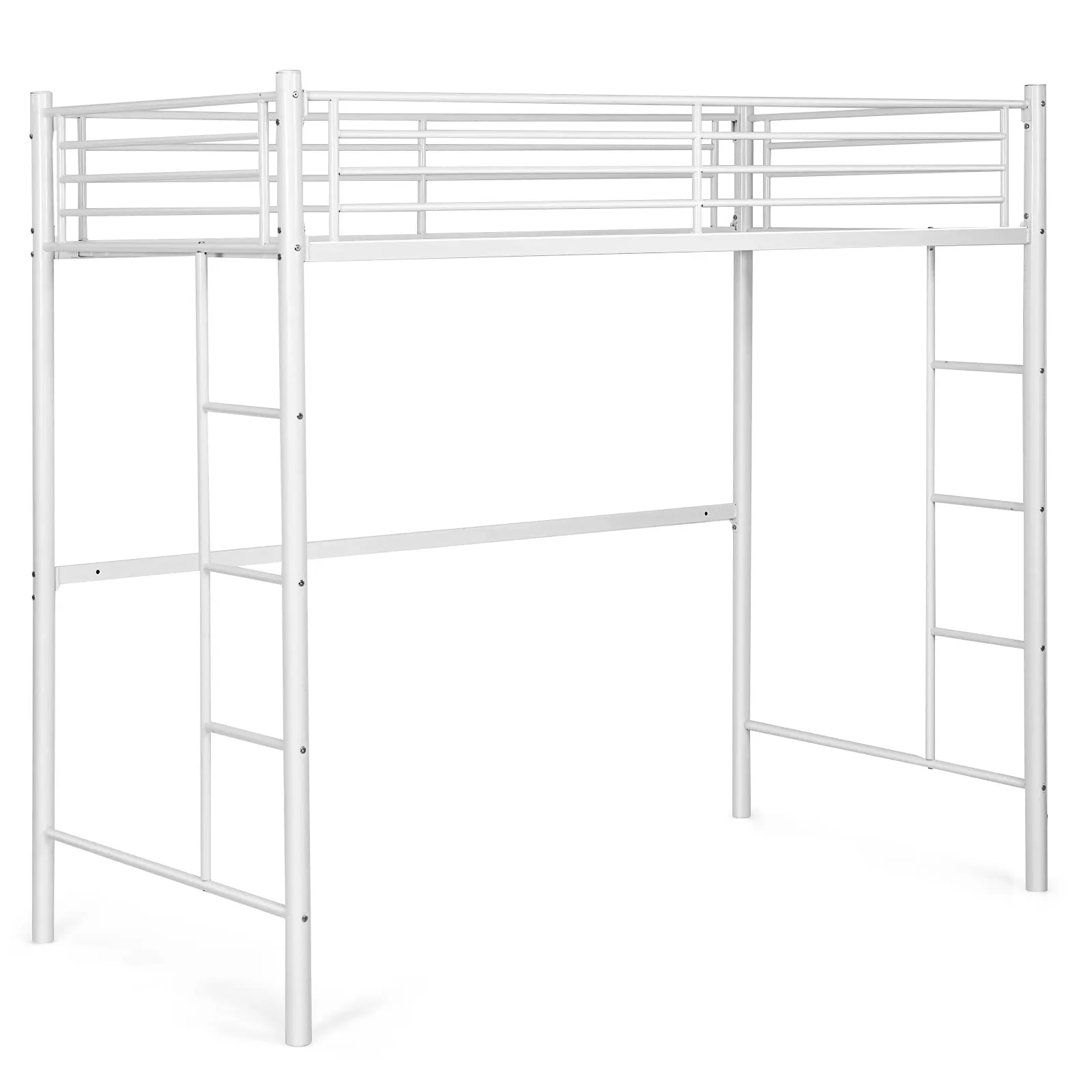 Heavy Duty Loft Bed Frame with 2 Ladders | Metal Loft Bed Twin Size bed frame, queen bed