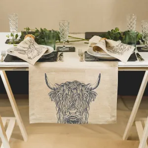 Highland Cow Table runner, 50 x 140cm tufted headboard, king headboard