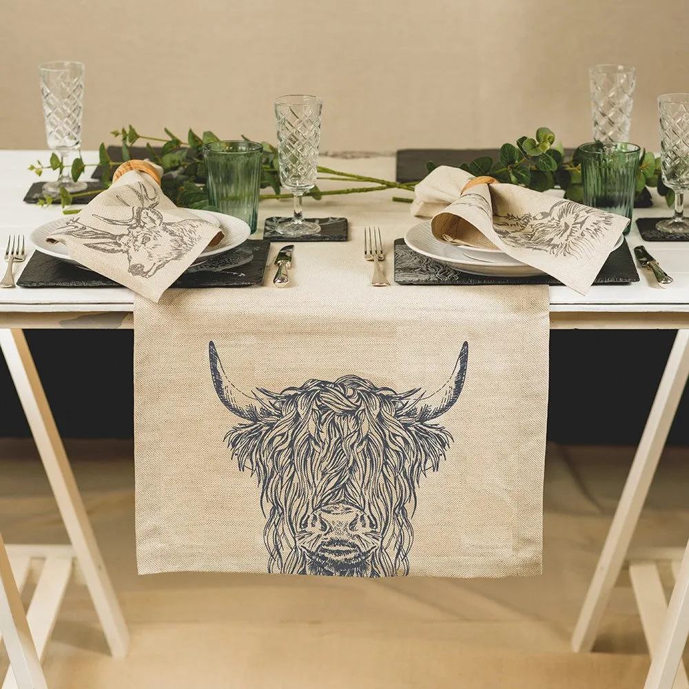 Highland Cow Table runner, 50 x 140cm tufted headboard, king headboard