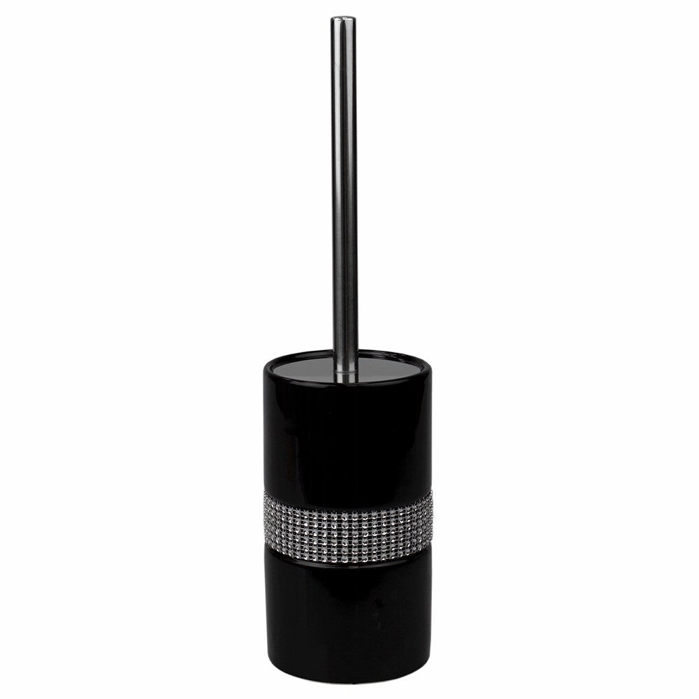 Home Basics Black Toilet Brush Holder with Steel Handle - 3.75" x 3.75" x 15"