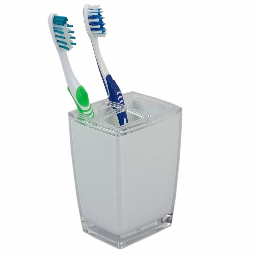 Home Basics White Plastic Toothbrush Holder