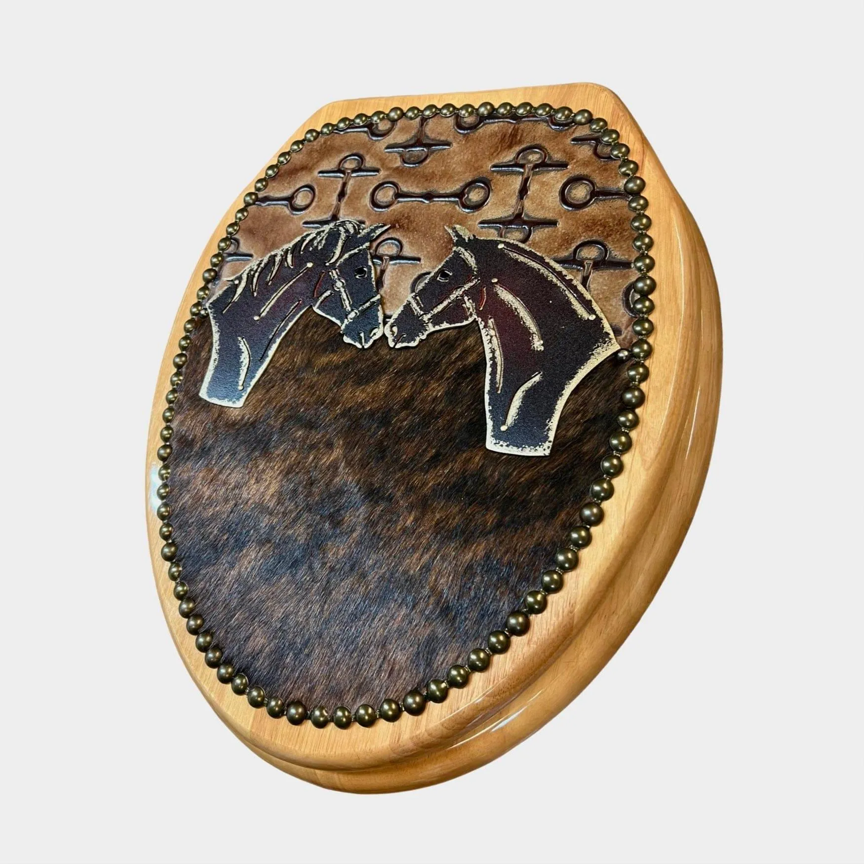 Horses & Cowhide Toilet Seat