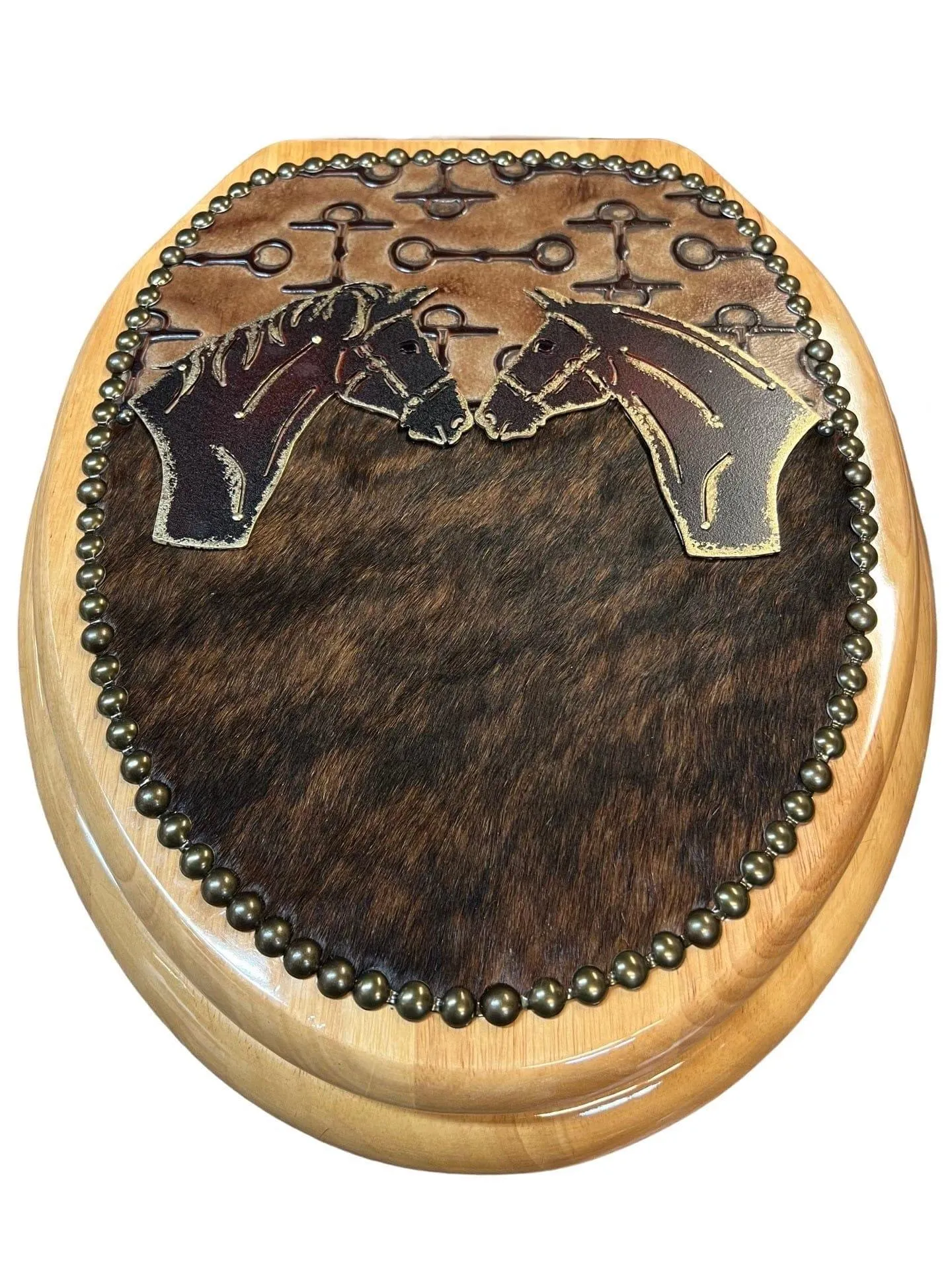 Horses & Cowhide Toilet Seat