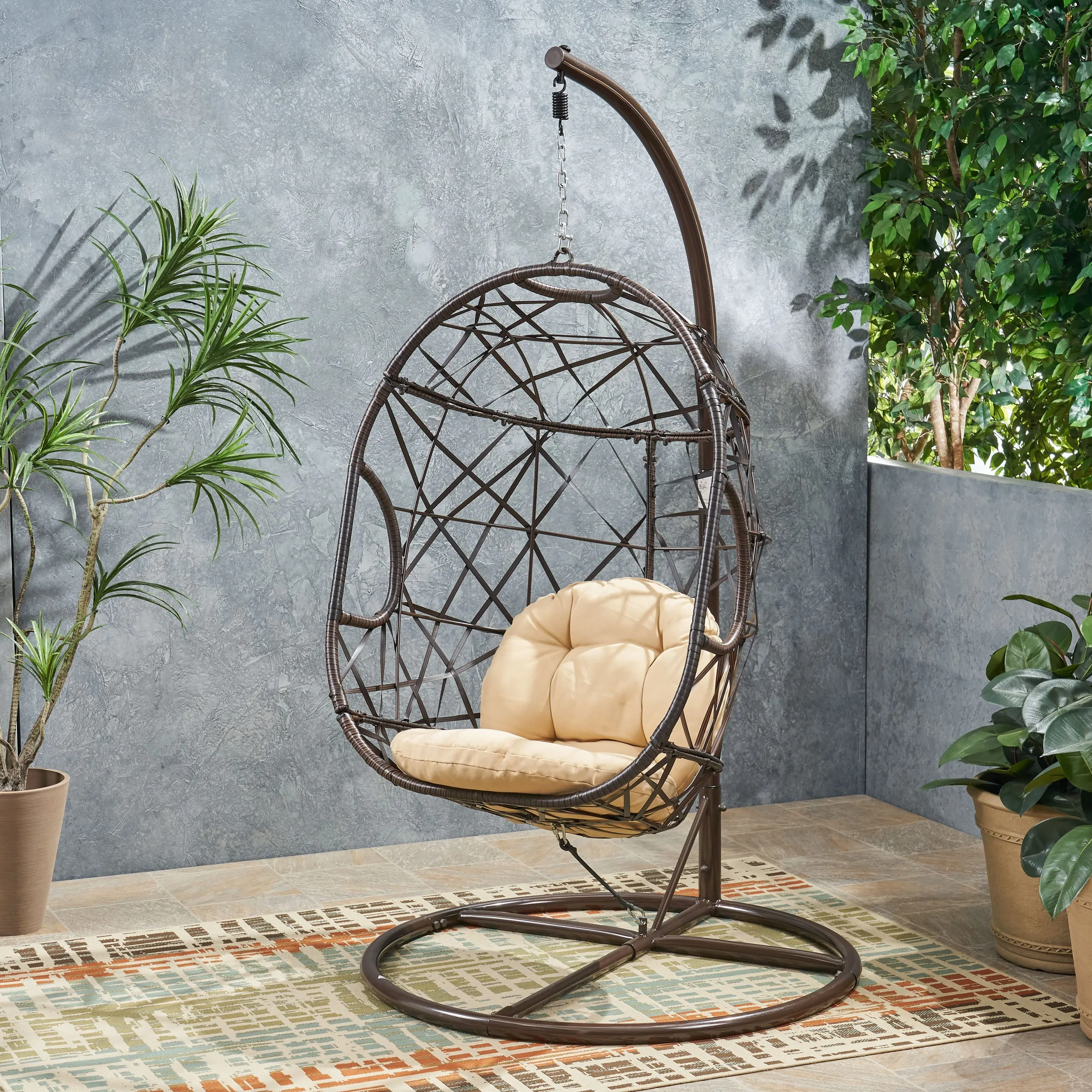 Indoor/Outdoor Wicker Hanging Teardrop / Egg Chair (Stand Not Included) - NH395213 patio chairs, outdoor seating