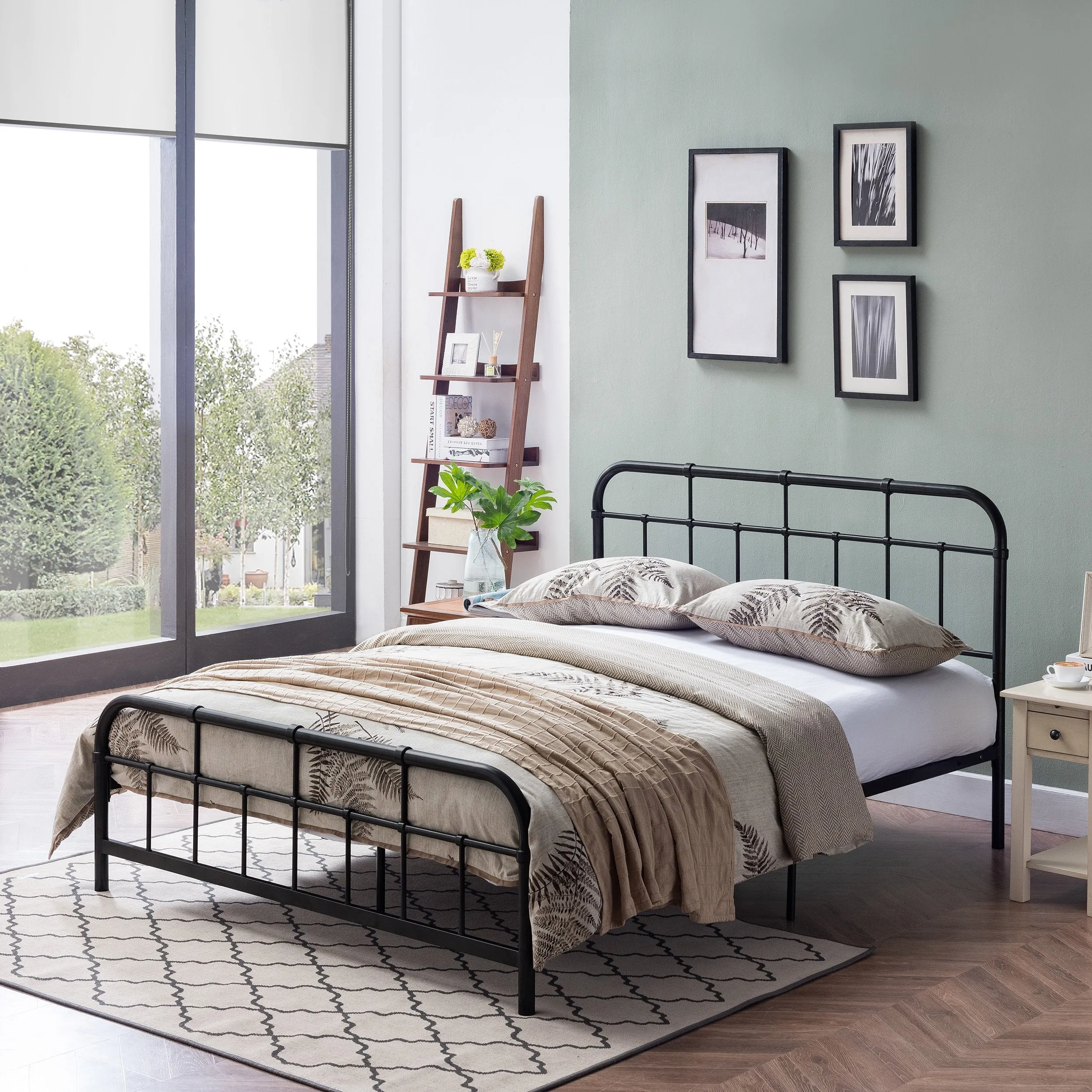Industrial Design Iron Bed - NH994113 throw blanket, decorative pillow
