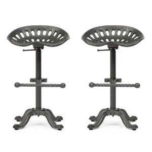 Industrial Handcrafted Cast Iron Saddle Seat Barstool - NH787413 patio chairs, outdoor seating