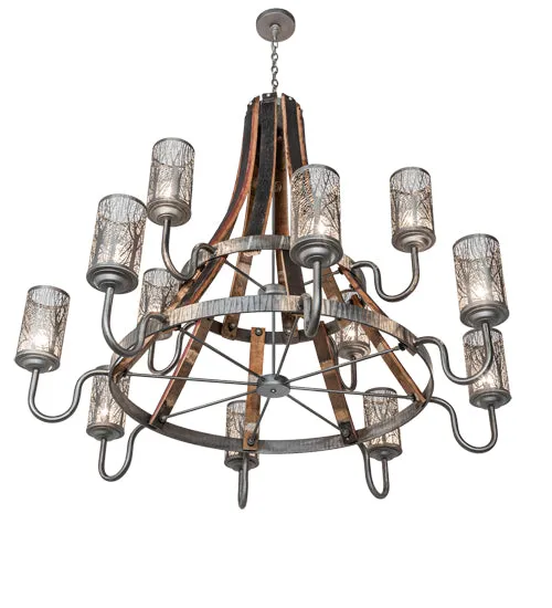 Industrial Steel Barrel Stave Chandelier