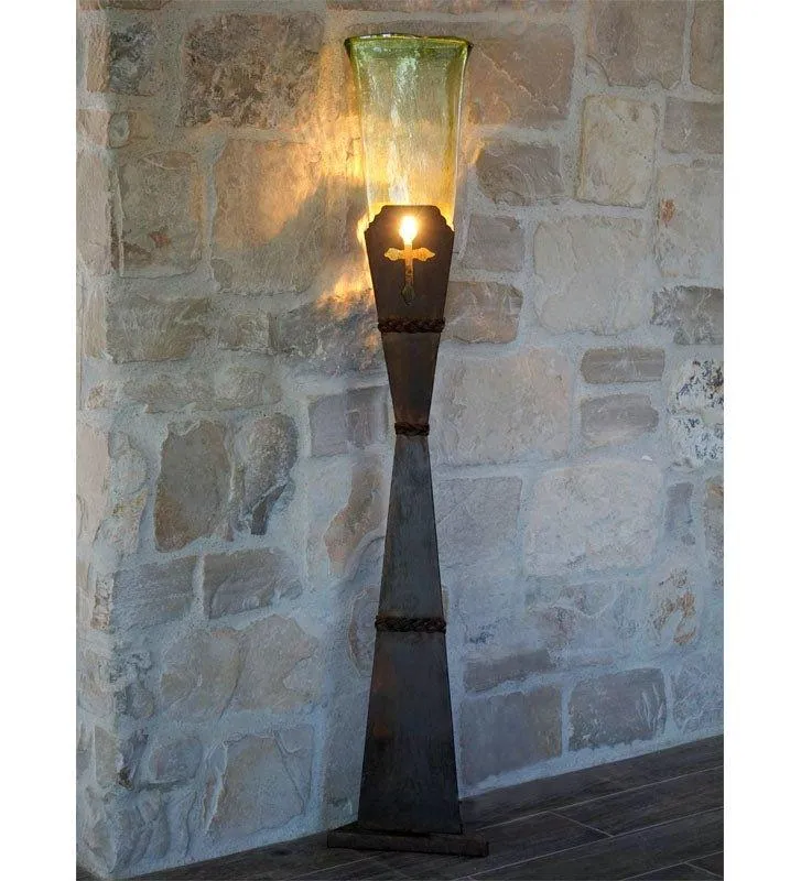Iron Cross & Glass Floor Lamps