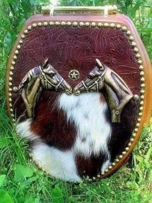 Iron Horses & Cowhide Toilet Seat wall sconce light, hallway light