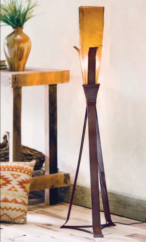 Iron Steeple Floor Lamp with Triangle Glass Shade mattress topper, bed base